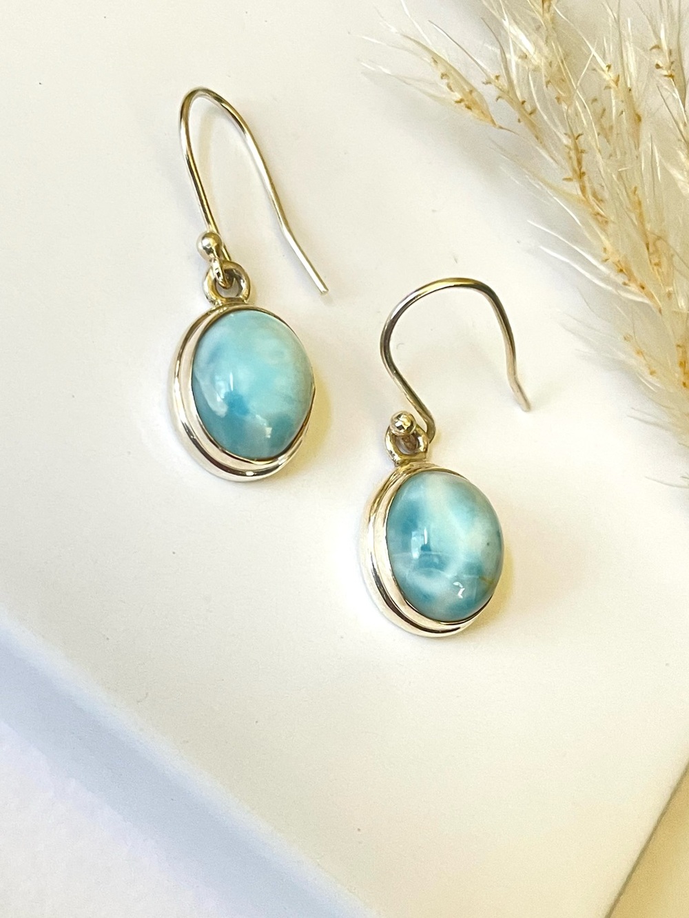 925 Sterling silver Larimar dangle earrings! B O H O - Picture 8 of 17
